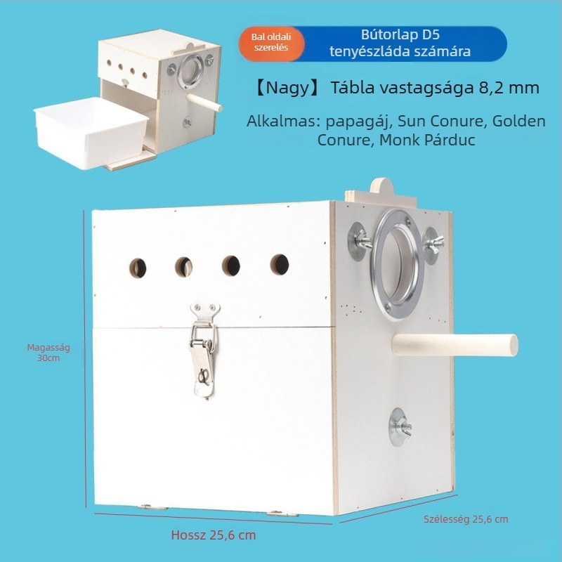 függőleges papagájtenyésztő doboz fészekkel, műanyag, Shengbangrong márka, modell AL, határokon átívelő közvetlen ellátás