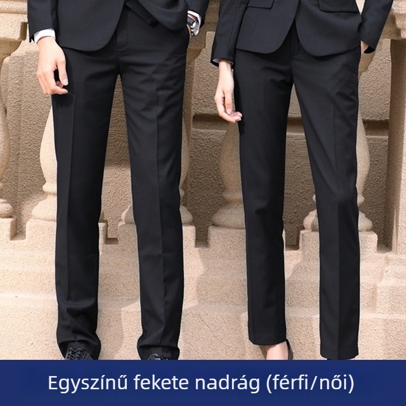 Uniszex üzleti öltöny álló gallérral, szűk szabású, pamut-keverék anyagból