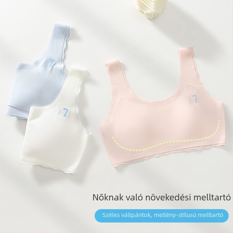 Lányok edző melltartója, második szakasz (12–15 évesek), nejlon, tank-top stílus, teljes kosár vékony formázott kosárkák és habos belső