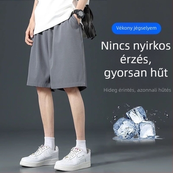 Férfi nylon térd alatti rövidnadrág, gyorsan száradó, nyári szabadtéri sportokra, egyenes szabás, mikroelasztikus, koreai stílus