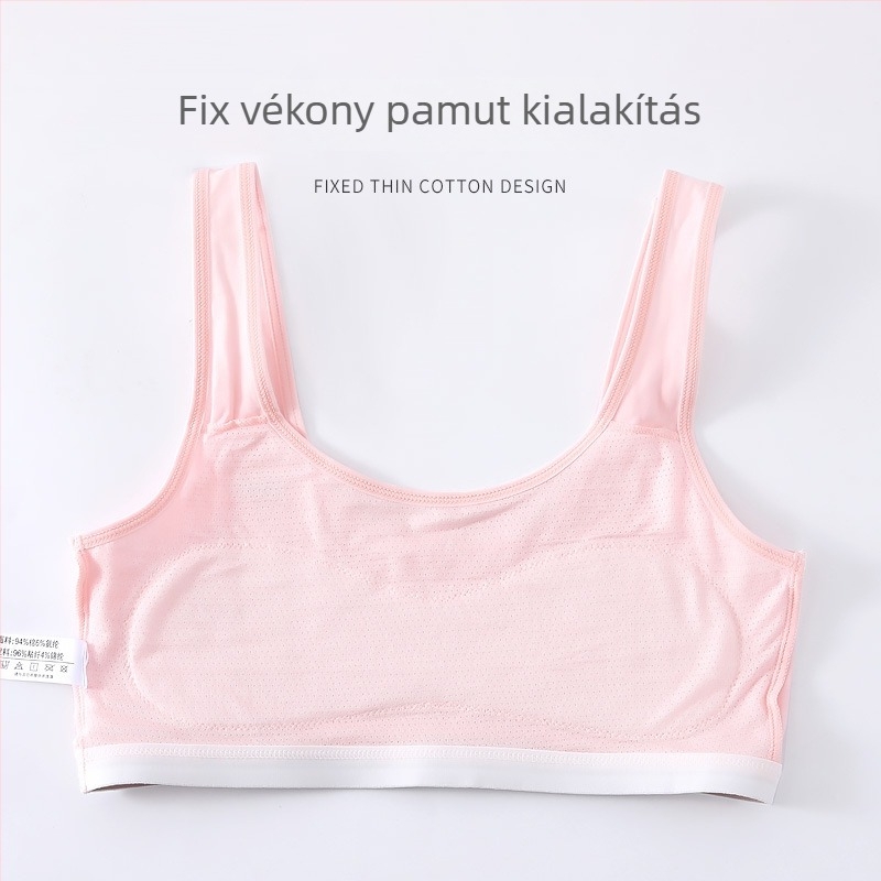 Baoyoule Lányok fejlődő melltartója – pamut top, teljes kosár, vékony formázott kosár, merevítő nélküli, fix két vállpánt