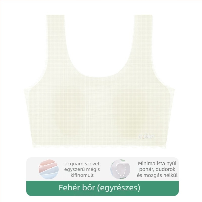 Nincs varrású melltartó, mellény-stílusú, a fejlődésben lévő lányoknak, ultra vékony formázott kosárkák szivaccsal, nylon anyag, fix dupla vállpántok, lélegző és kényelmes