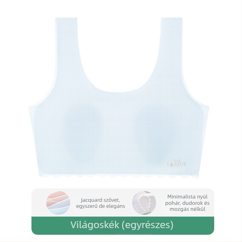 Nincs varrású melltartó, mellény-stílusú, a fejlődésben lévő lányoknak, ultra vékony formázott kosárkák szivaccsal, nylon anyag, fix dupla vállpántok, lélegző és kényelmes