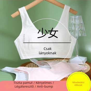 Pamutból készült gyerek melltartó-vest lányoknak, teljes kosár, formázott kosár nélkül, merev dupla vállpántok