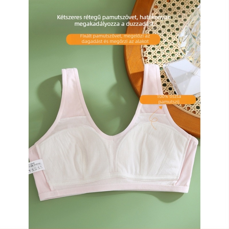 Pamutból készült gyerek melltartó-vest lányoknak, teljes kosár, formázott kosár nélkül, merev dupla vállpántok