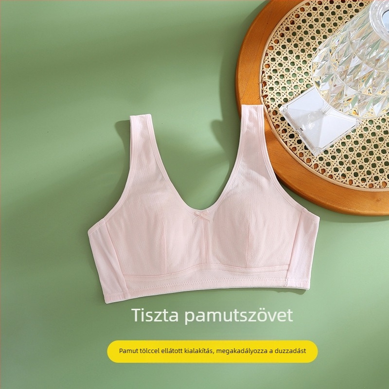 Pamutból készült gyerek melltartó-vest lányoknak, teljes kosár, formázott kosár nélkül, merev dupla vállpántok