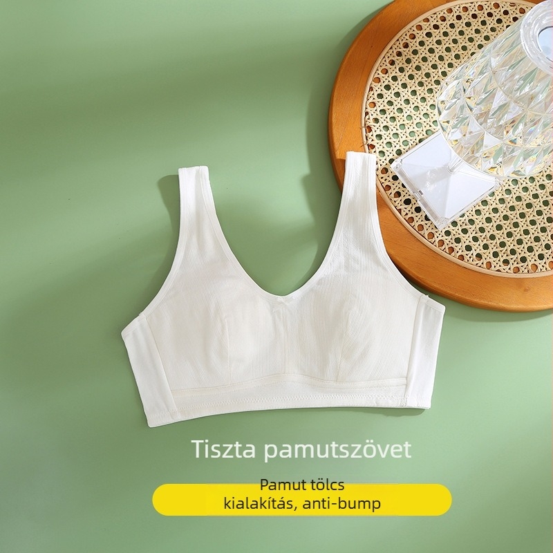 Pamutból készült gyerek melltartó-vest lányoknak, teljes kosár, formázott kosár nélkül, merev dupla vállpántok