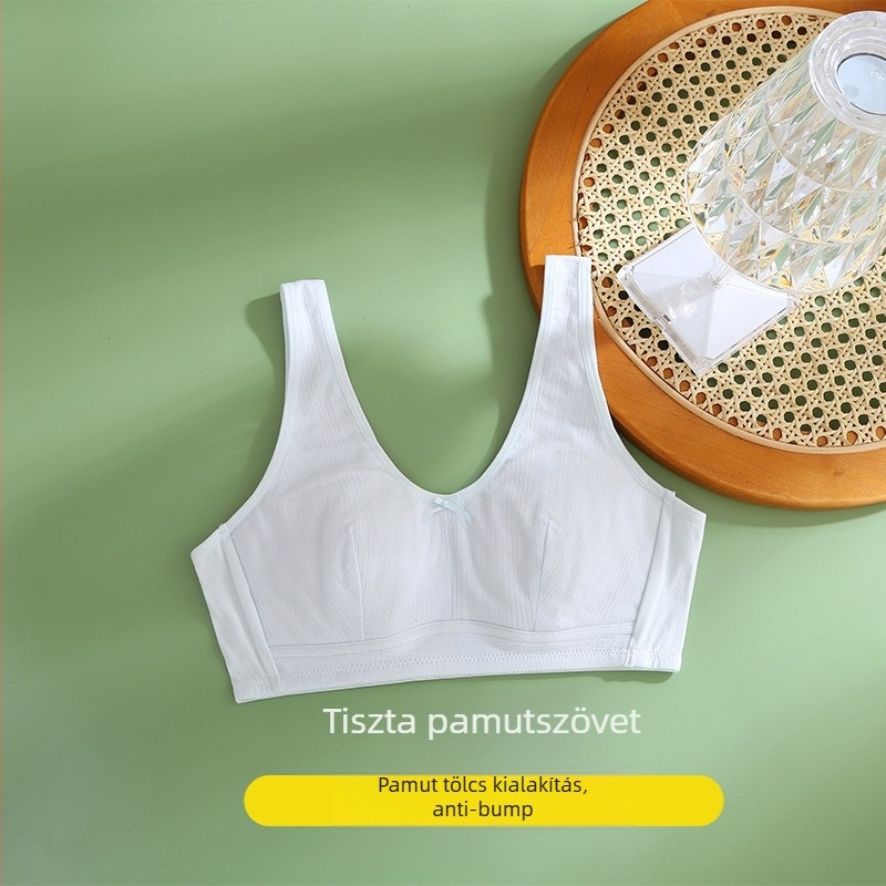 Pamutból készült gyerek melltartó-vest lányoknak, teljes kosár, formázott kosár nélkül, merev dupla vállpántok
