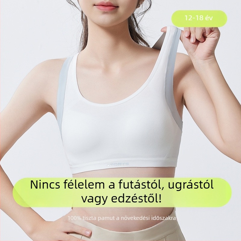 Pamut sportmelltartó tinédzsereknek, 3/4 kosár, közepesen formázott kosár, pántrész nélküli, rögzített dupla pántok