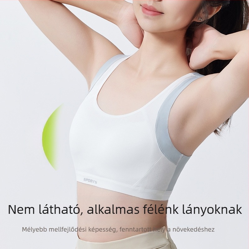 Pamut sportmelltartó tinédzsereknek, 3/4 kosár, közepesen formázott kosár, pántrész nélküli, rögzített dupla pántok