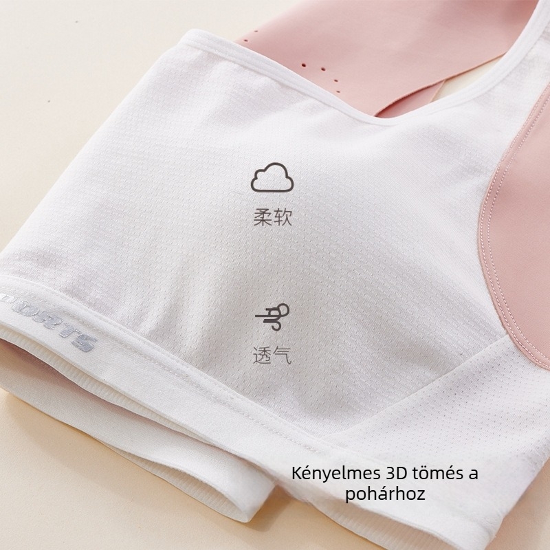 Pamut sportmelltartó tinédzsereknek, 3/4 kosár, közepesen formázott kosár, pántrész nélküli, rögzített dupla pántok