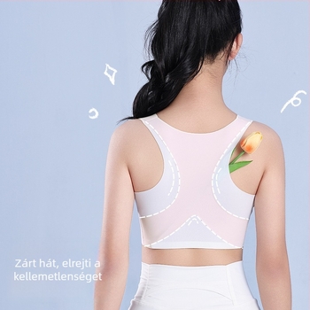 Lányoknak sportmelltartó antibakteriális, teljes kosár, habos belsővel, nylon anyagú, acélmerevítő nélkül, rögzített dupla vállpántok