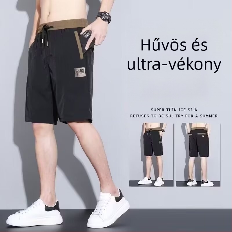 Férfi nyári rövidnadrág, egyenes szabású, magas derekú, bambuszrost anyag, gyorsan száradó