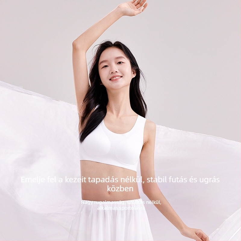 Nylon anyagú sportmelltartó, mellény-stílusú tiniknek (12–15 évesek), teljes kosár, vékony formázott kosár habszivacsbéléssel, légáteresztő, izzadságelnyelő