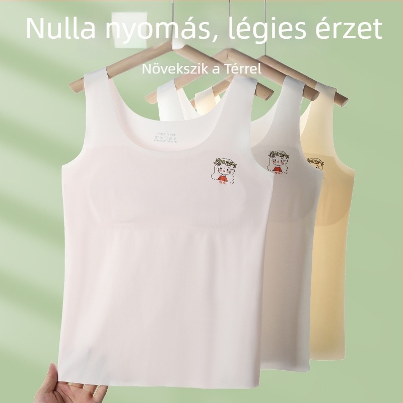 Lányoknak készült nejlonból készült mellény-stílusú alsónemű, vékony formázott kosarakkal, lélegző bélés