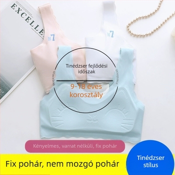 Rögzített kosárú tinilány melltartó, nejlonból, vest-stílus, teljes kosár, formázott kosár, lélegző kényelem