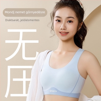 12–15 éves lányoknak készült seamless fix kosaras sportmelltartó, nylon anyagból, bélés nylon, légáteresztő, merevítő nélkül
