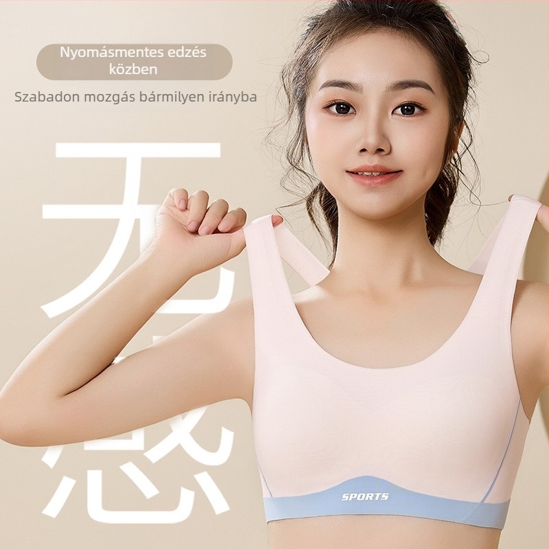 12–15 éves lányoknak készült seamless fix kosaras sportmelltartó, nylon anyagból, bélés nylon, légáteresztő, merevítő nélkül