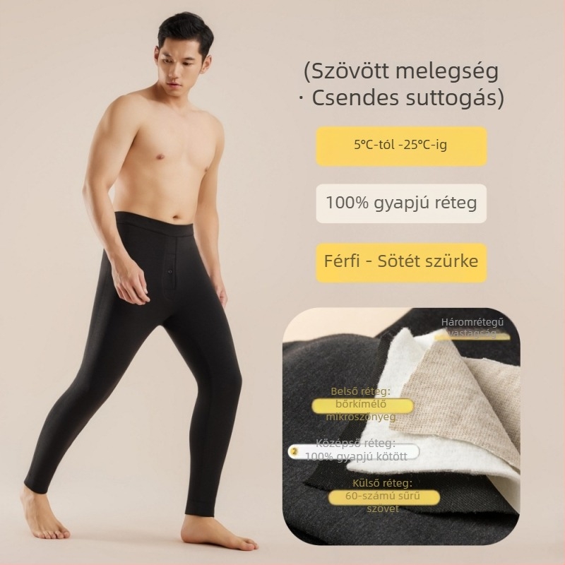 Háromrétegű, extravastag akril szálas termikus nadrág velúr béléssel, uniszex, rugalmas és meleg.