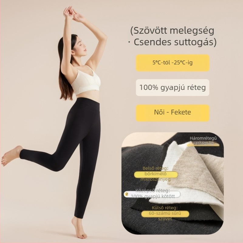 Háromrétegű, extravastag akril szálas termikus nadrág velúr béléssel, uniszex, rugalmas és meleg.