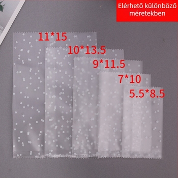 Csomagoló tasak pékáruhoz pont mintával és hópelyhek dizájnnal; gravírozott nyomtatás; gépi zárás; kompozit anyag; márka Jirui