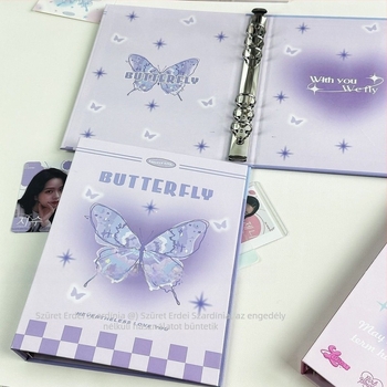 Négyrácsos kártyaalbum kemény borítóval, retró stílusú, kraft papírból készült borító, idol fotók tárolására