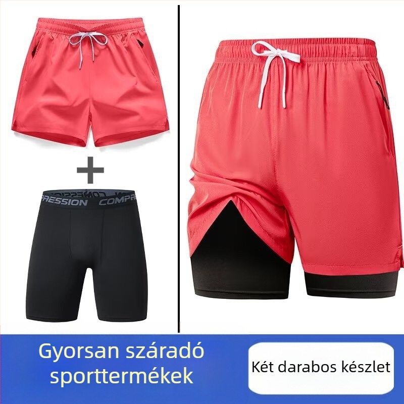 Férfi öt hüvelykes laza sportos rövidnadrág nyárra, 95% poliészter