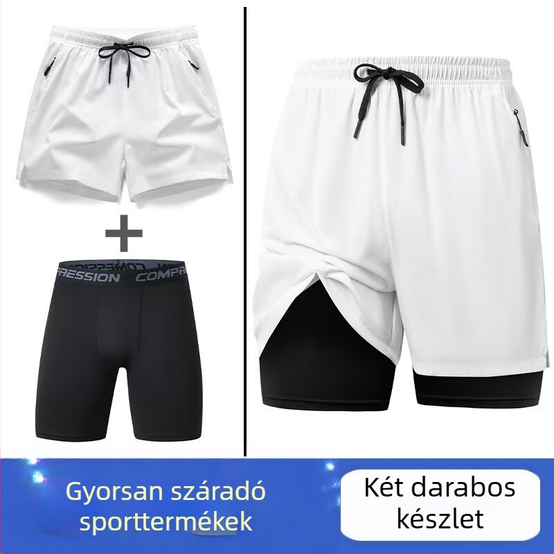 Férfi öt hüvelykes laza sportos rövidnadrág nyárra, 95% poliészter