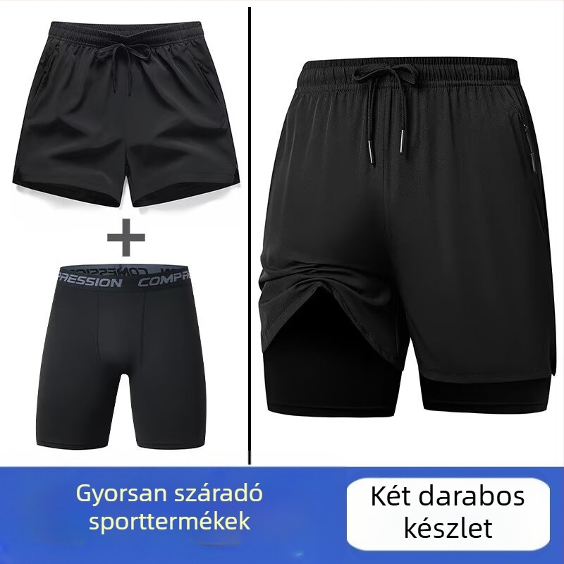 Férfi öt hüvelykes laza sportos rövidnadrág nyárra, 95% poliészter