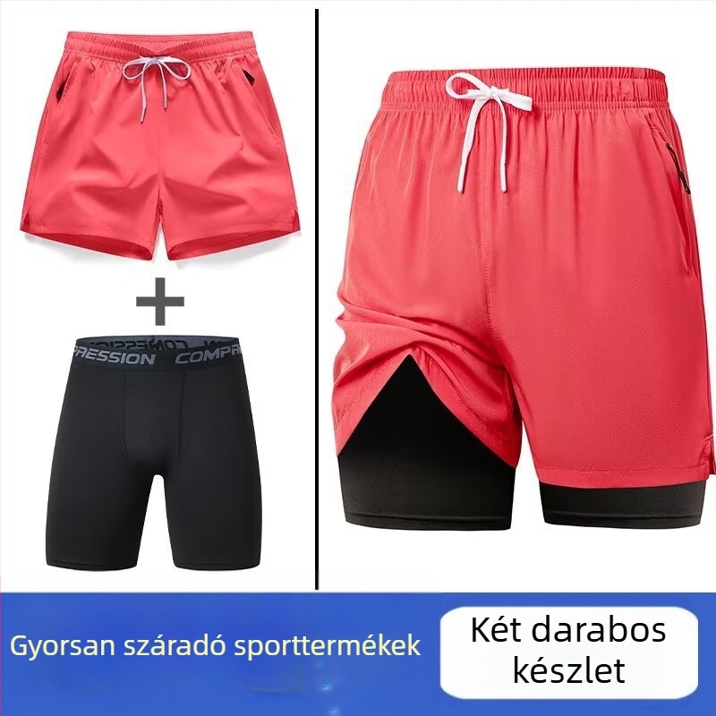 Férfi öt hüvelykes laza sportos rövidnadrág nyárra, 95% poliészter