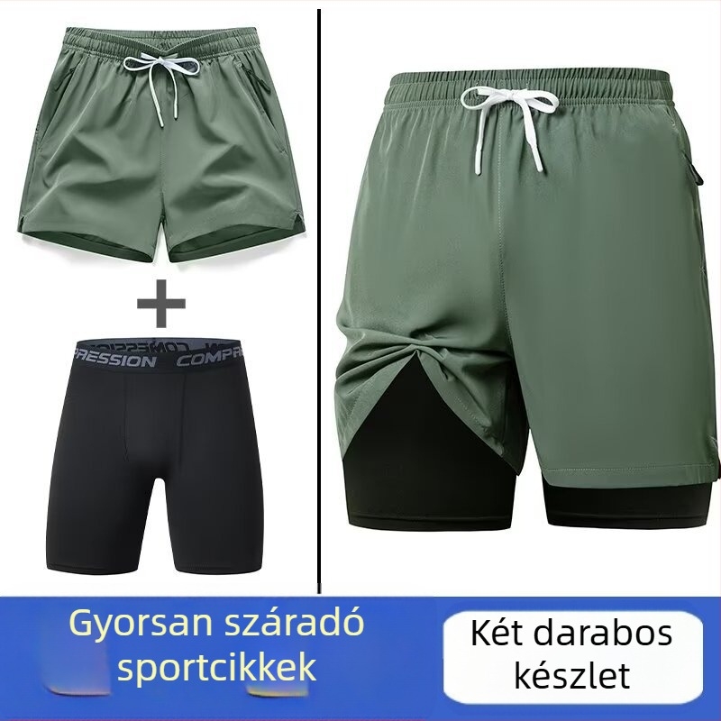 Férfi öt hüvelykes laza sportos rövidnadrág nyárra, 95% poliészter