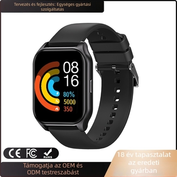 Okosóra Bluetooth-hívásokkal, alvásfigyeléssel és pulzussal, véroxigén- és vérnyomásméréssel (TFT kijelző; 7–14 napos akkumulátortartósság)
