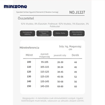 minizone Uniszex gyerek alsónemű — antibakteriális, légáteresztő, Modal anyag (92% viszkóz), 3–8 éveseknek, három darabos készlet