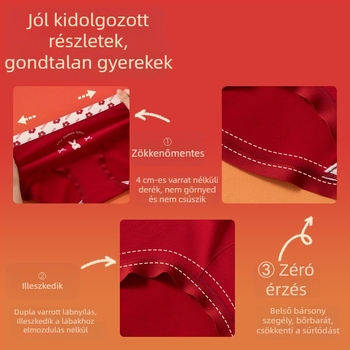 Piros pamut alsónemű lányoknak, 3-8 éveseknek, 95% pamut + 5% elasztán