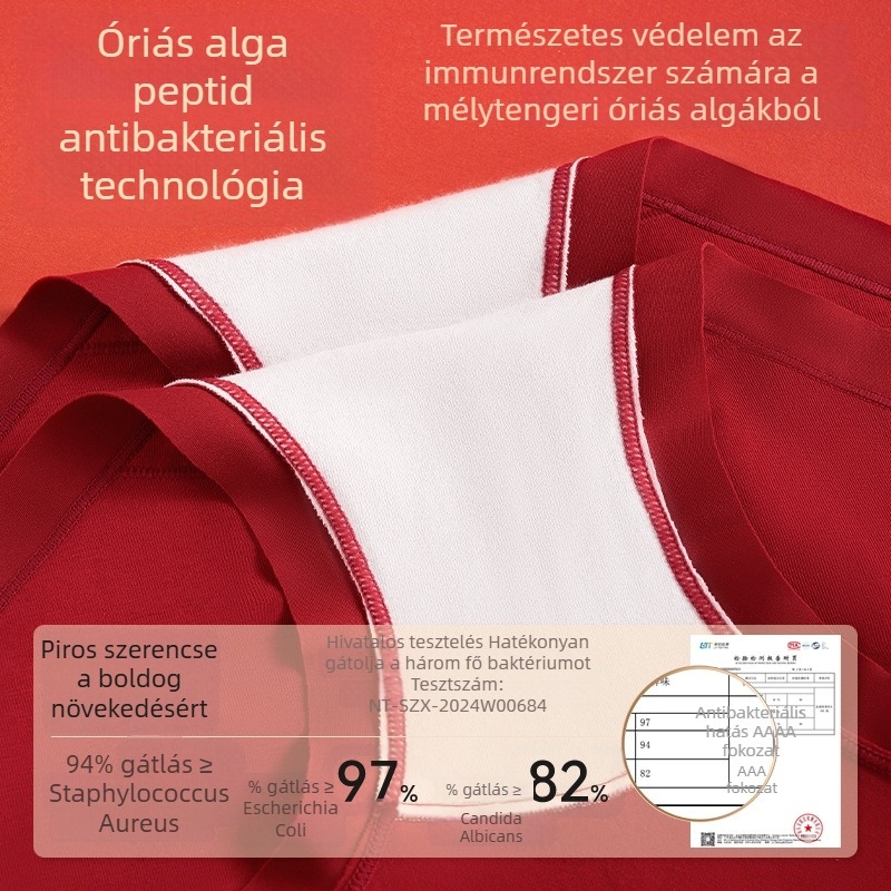 Piros pamut alsónemű lányoknak, 3-8 éveseknek, 95% pamut + 5% elasztán