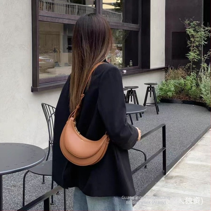 JWPEI félhold táska – bőr crossbody válltáska egy vállpánttal, szabálytalan félkör alak, cipzár