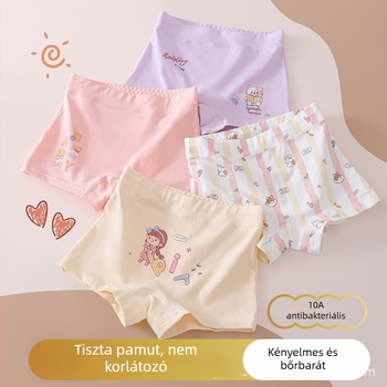 Gyerekeknek szóló lány boxer alsó, pamut, lélegző, 95% pamut + 5% elastán, antibakteriális