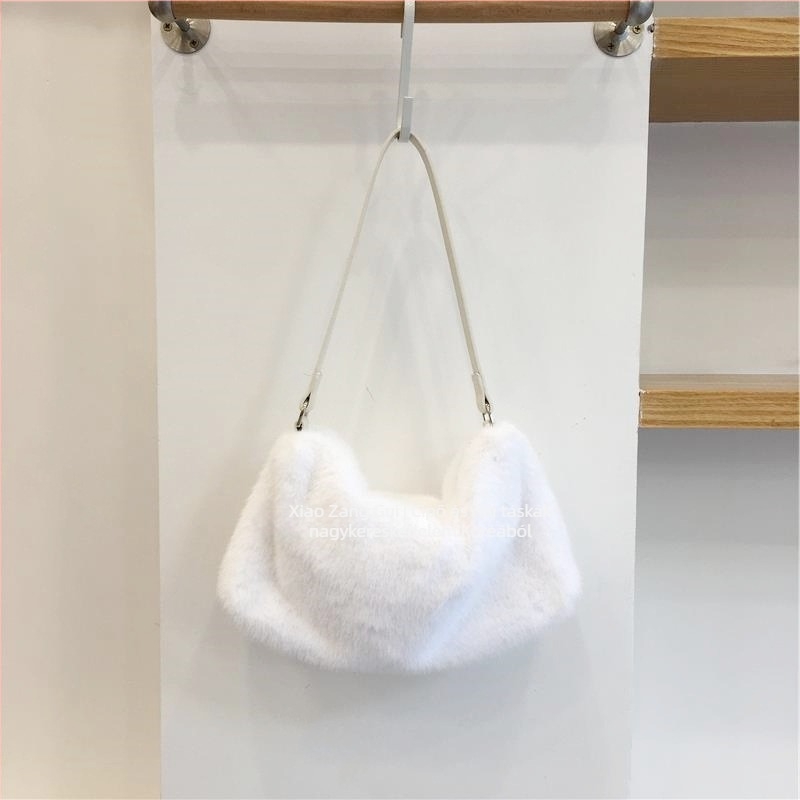 Uniszex PU-ból készült vállon átívelő táska mesterséges szőrme béléssel, mindennapi használatra