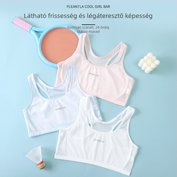 Váll nélküli sportmelltartó tiniknek 12–15 éveseknek, nylon főanyag, pamut bélés, teljes kosár, vékony formázott kosár, légáteresztő és izzadságot elvezető.