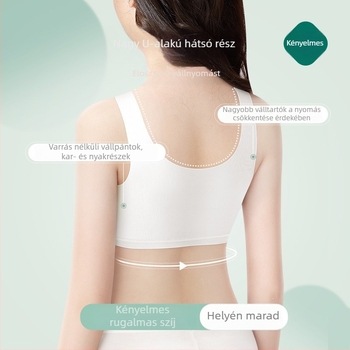 Lányoknak Stage 1 – ujjatlan alsóruha, anyag: pamut/regenerált cellulóz, bélés 30–50% pamut, típusú pohár: formázatlan, rögzített dupla vállpánt, lélegző és izzadságot felszívó.