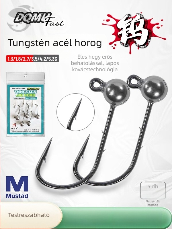 5 db Danqi fából készült wolfrám acél gyökeres horog, Mustad 4X megerősített, bassz és mandarin halak számára
