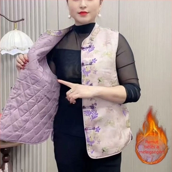 Női jacquard mellény kínai stílusban, őszi-téli fazon