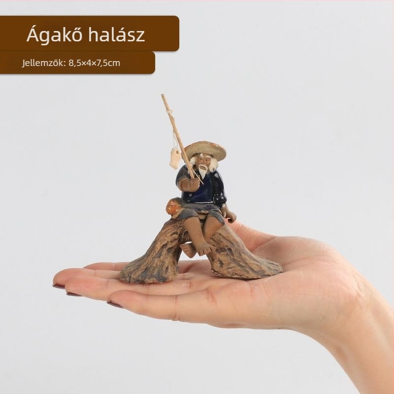 Jiang Taigong akvaris dekorfigura, műanyag, vízi táj stílus, dísz dekor, 10 darab mono dekor elem csomag