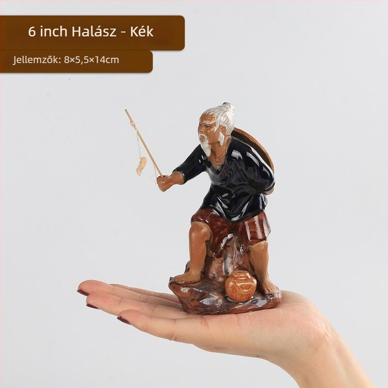 Jiang Taigong akvaris dekorfigura, műanyag, vízi táj stílus, dísz dekor, 10 darab mono dekor elem csomag