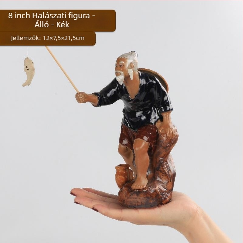 Jiang Taigong akvaris dekorfigura, műanyag, vízi táj stílus, dísz dekor, 10 darab mono dekor elem csomag