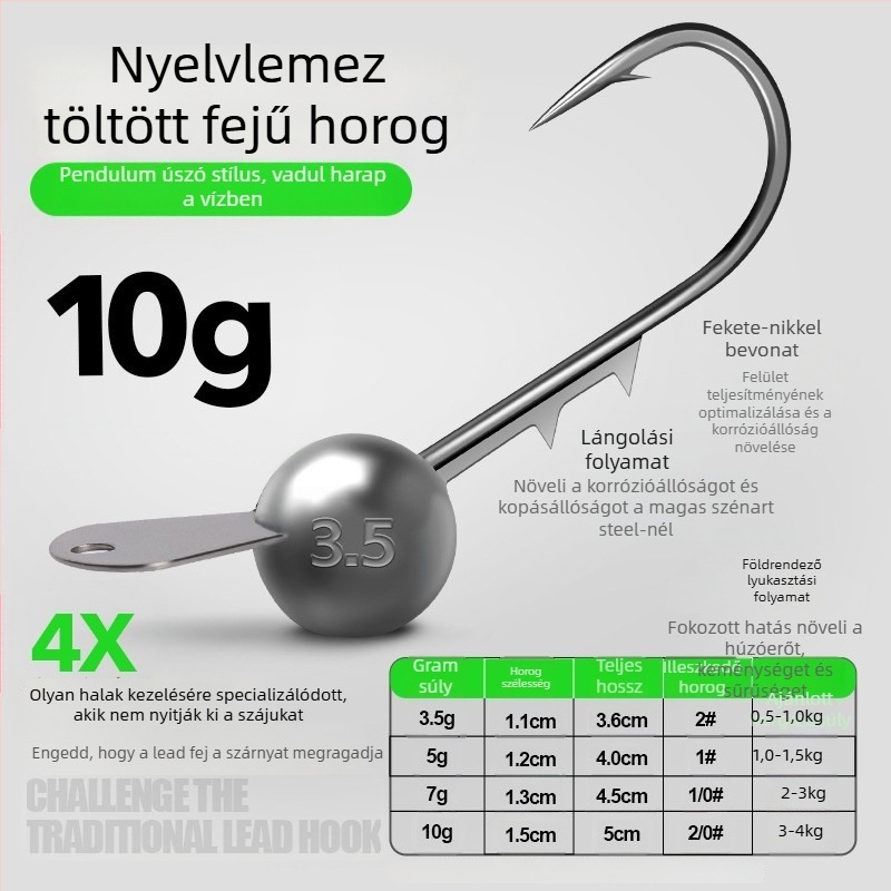 Ólomfejű horog, Modell 1, Eredet: Hefei, Anhui, alkalmas horgászat tengeren, folyón, tónál és pataknál