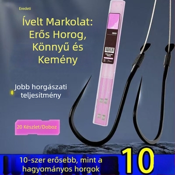 Hiteles horgászati készlet kettős horgokkal, zsinórral és védő hüvellyel édesvízi halakhoz