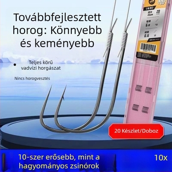 Hiteles horgászati készlet kettős horgokkal, zsinórral és védő hüvellyel édesvízi halakhoz
