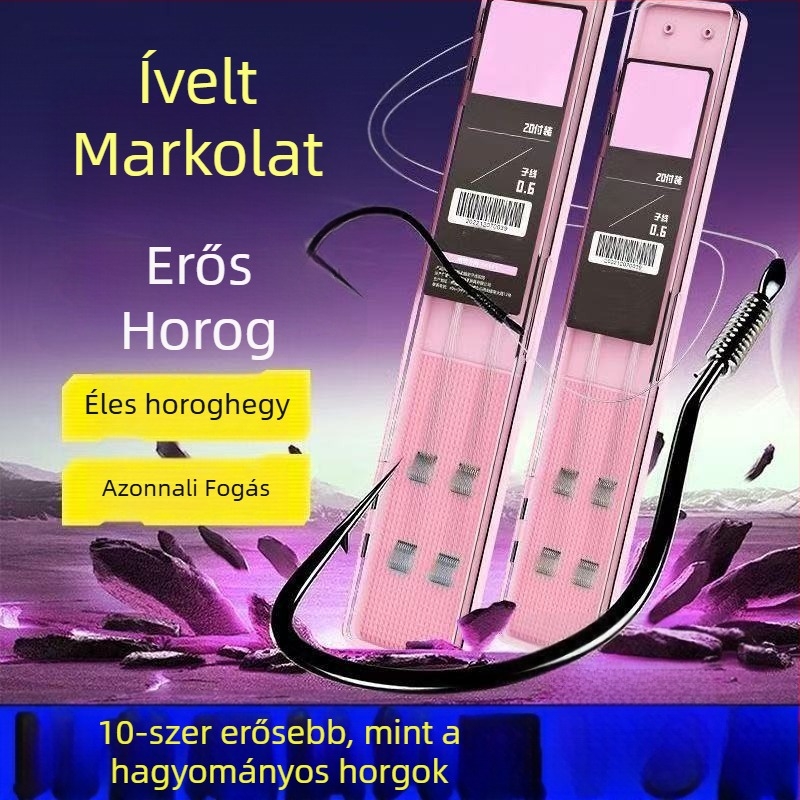 Hiteles horgászati készlet kettős horgokkal, zsinórral és védő hüvellyel édesvízi halakhoz