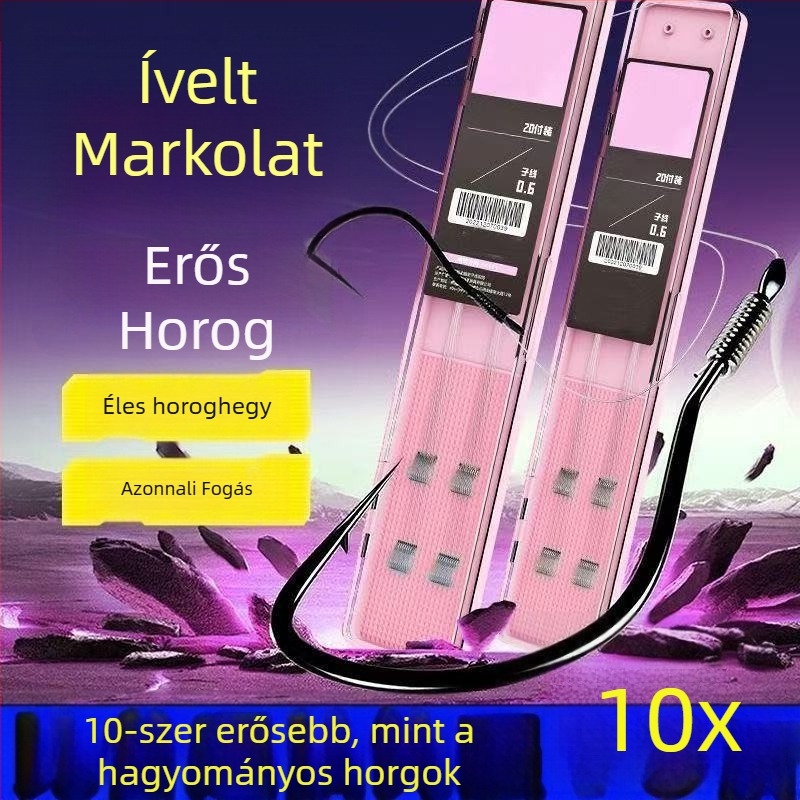 Hiteles horgászati készlet kettős horgokkal, zsinórral és védő hüvellyel édesvízi halakhoz